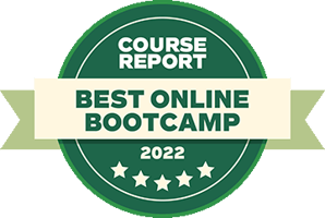 Course Report Award Badge For Best Online Bootcamp 2022